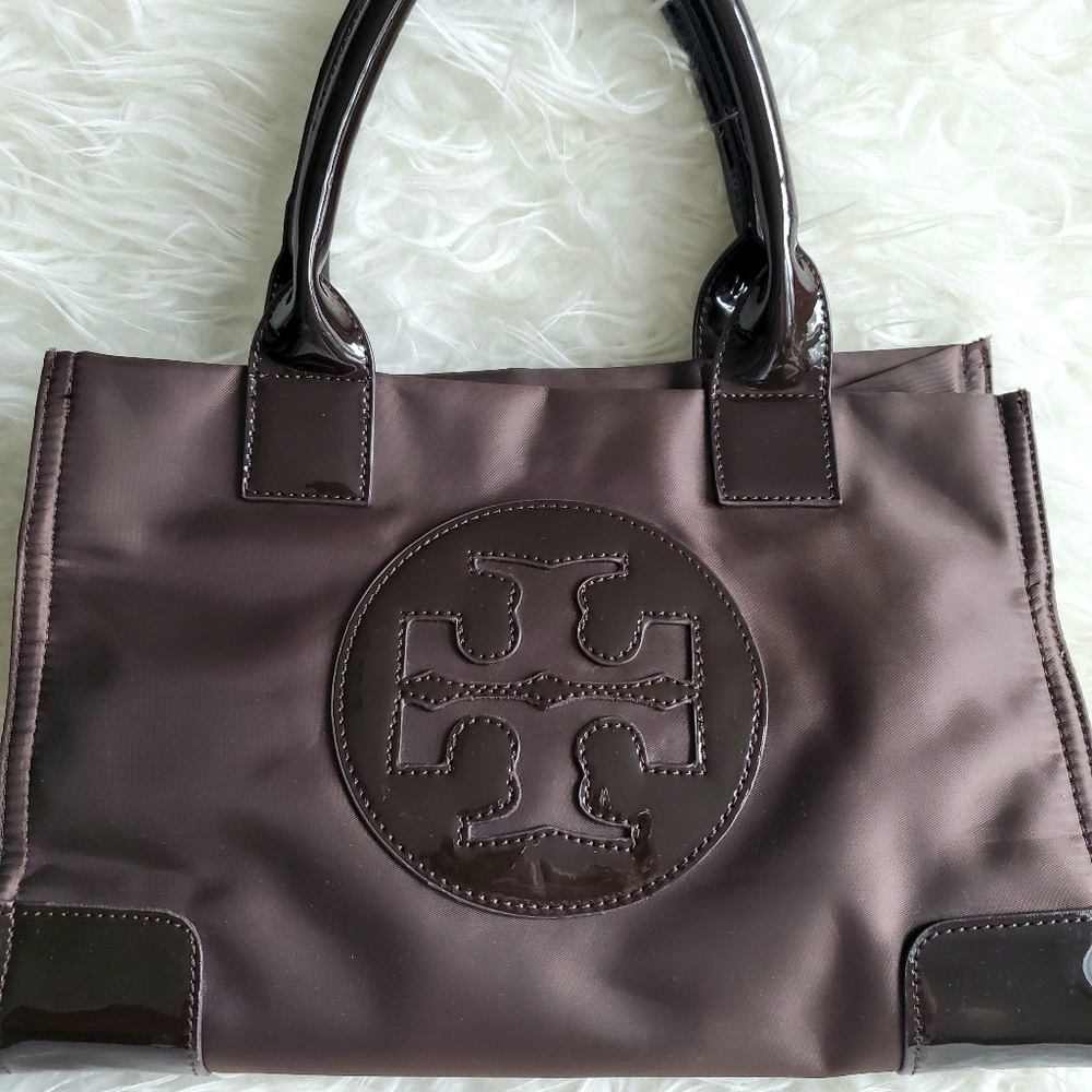Tory Burch Dark Brown Ella Tote Bag Purse Handbag